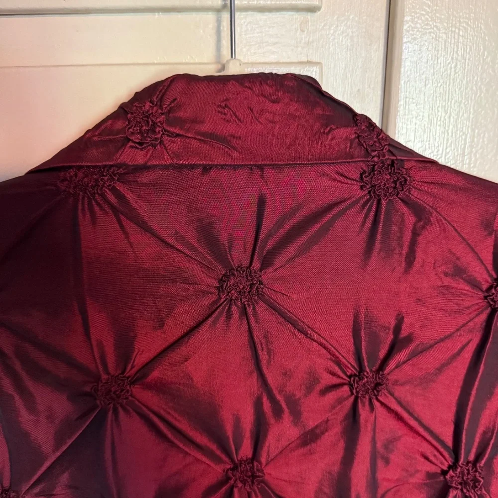Vintage Connie's Moonlight‎ Burgundy Taffeta Jacket Size Large Lagenlook Evening - Picture 10 of 13